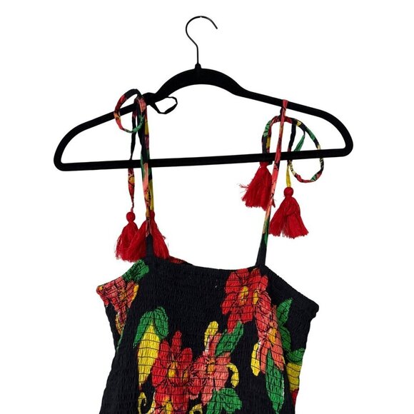 ModaPosa Women's Maxi Length Smocked Bodice Tropical Floral Tiered Dress Size M - Picture 9 of 12